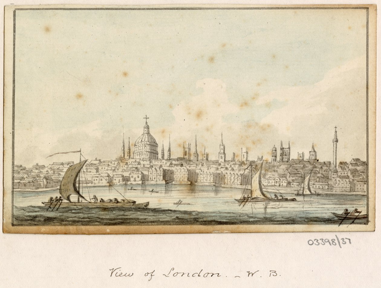 En serie skisser, vyer i Storbritannien, kontinenten och Amerika 1772-1778 (akvarell) av British School