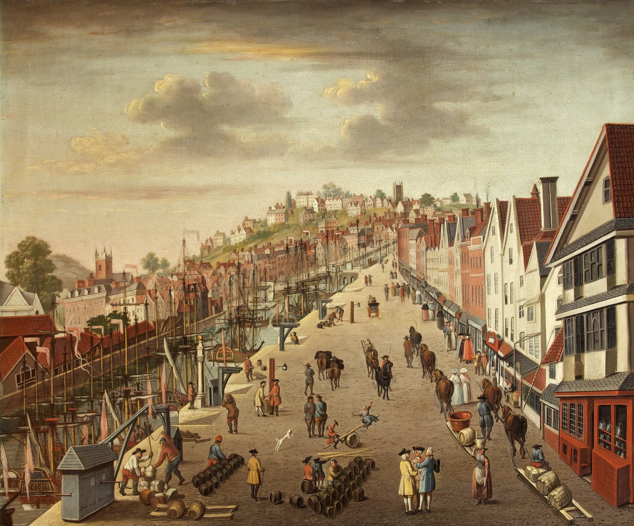Broad Quay, Bristol, ca 1760 (olja på duk) av British School
