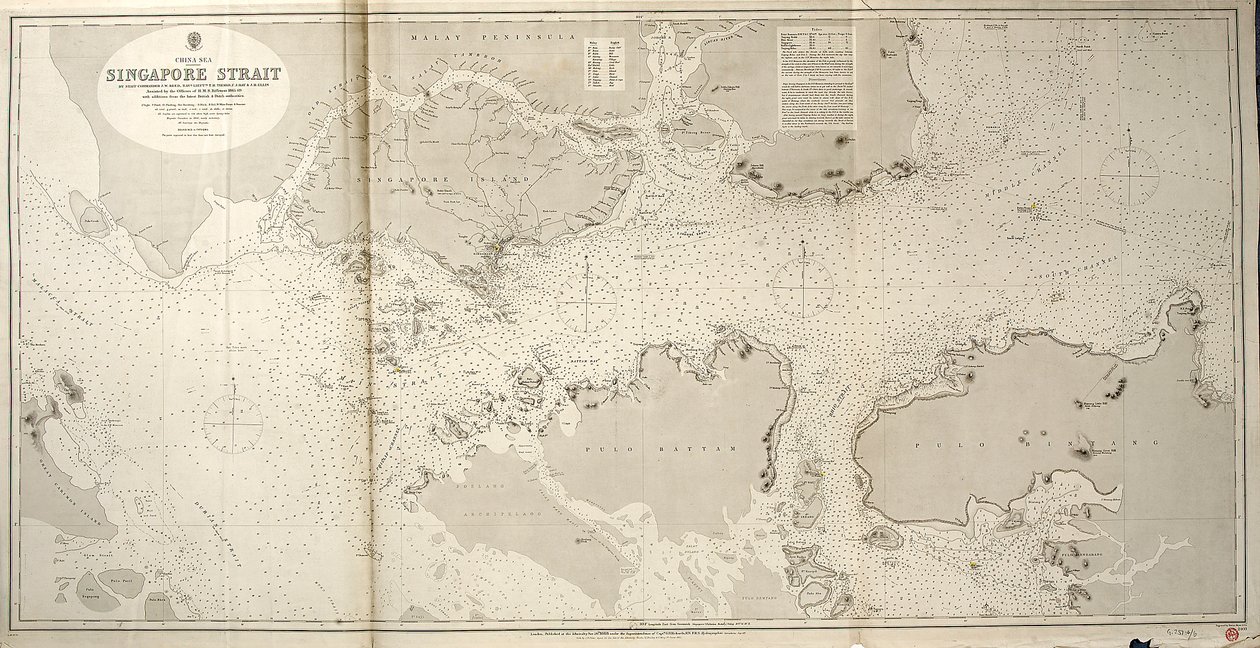 Kinesiska sjön SINGAPORE STRAIT Av överbefälhavare JW Reed Navg Lieuts TH Tizard ... Assisterad av officerarna på HMS Rifleman 1865-69 av British School