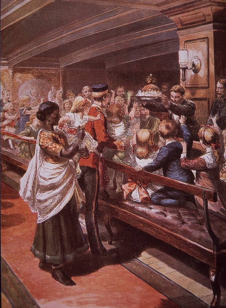 Julmiddag på brittiskt truppskepp på väg till England från Indien av British School