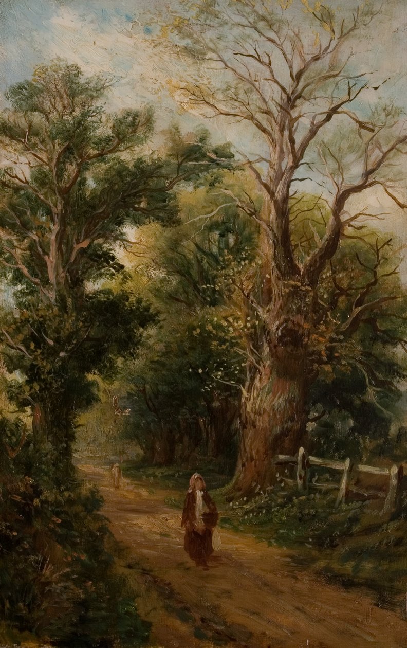 Country Lane, kanske Church Lane, Allesley, ca 1880 (olja på duk) av British School
