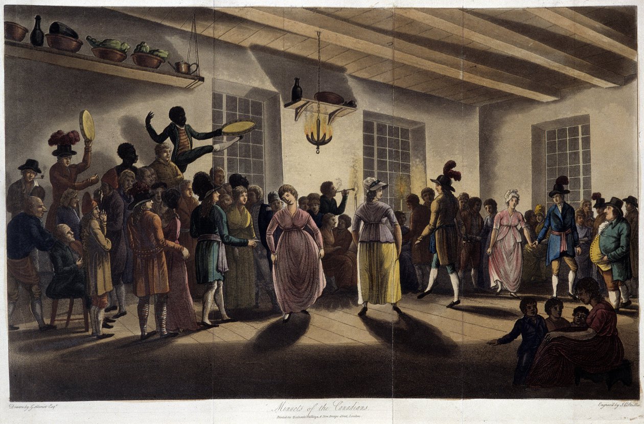 Danse, le menuet; i "" Reser genom Kanada", av George Heriot, red. London av British School