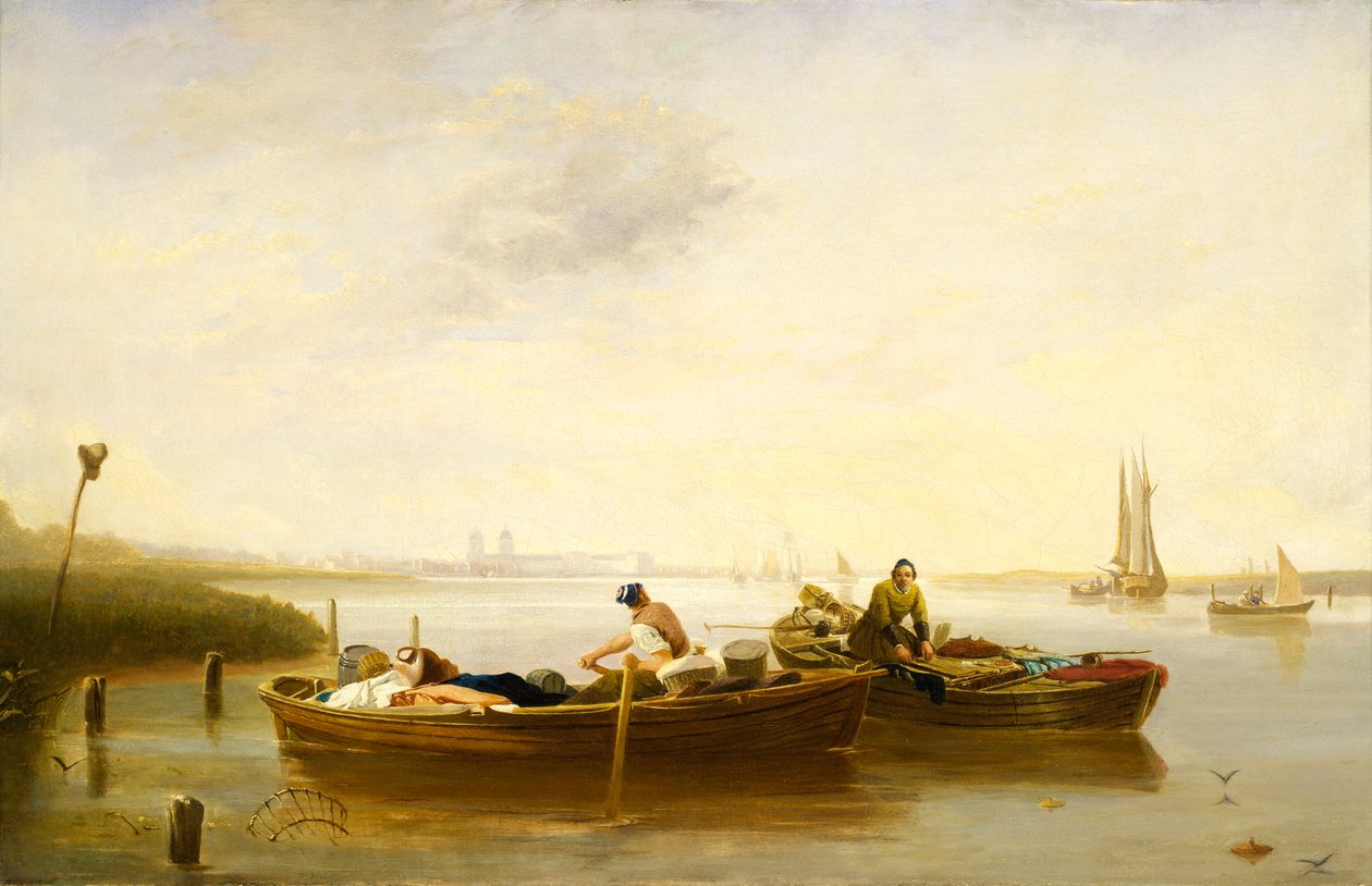 Greenwich från Blackwall Reach, ca 1830-40 (olja på duk) av British School