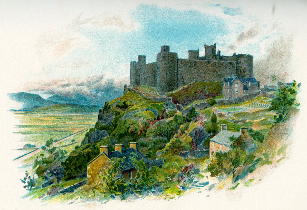 Harlech slott i Gwynedd, norra Wales av British School