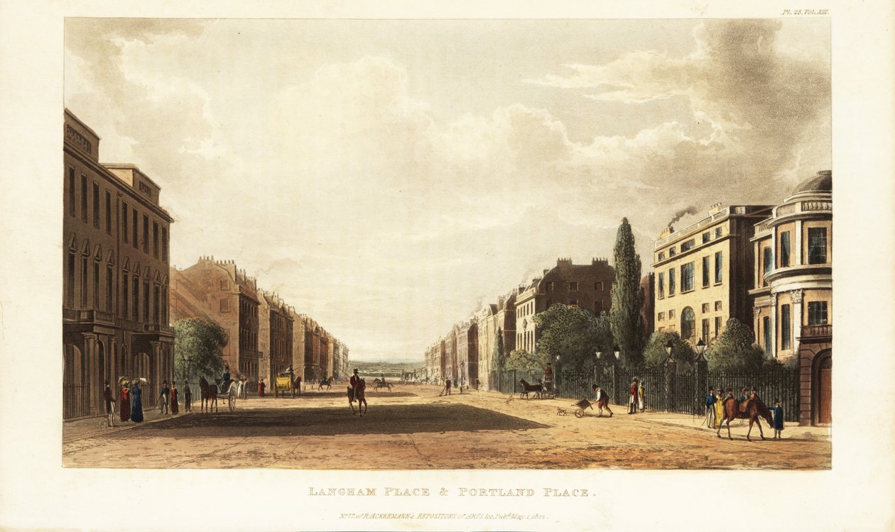 Langham Place och Portland Place, fortsättning norrut av Regent Street (A4201 Road), London av British School