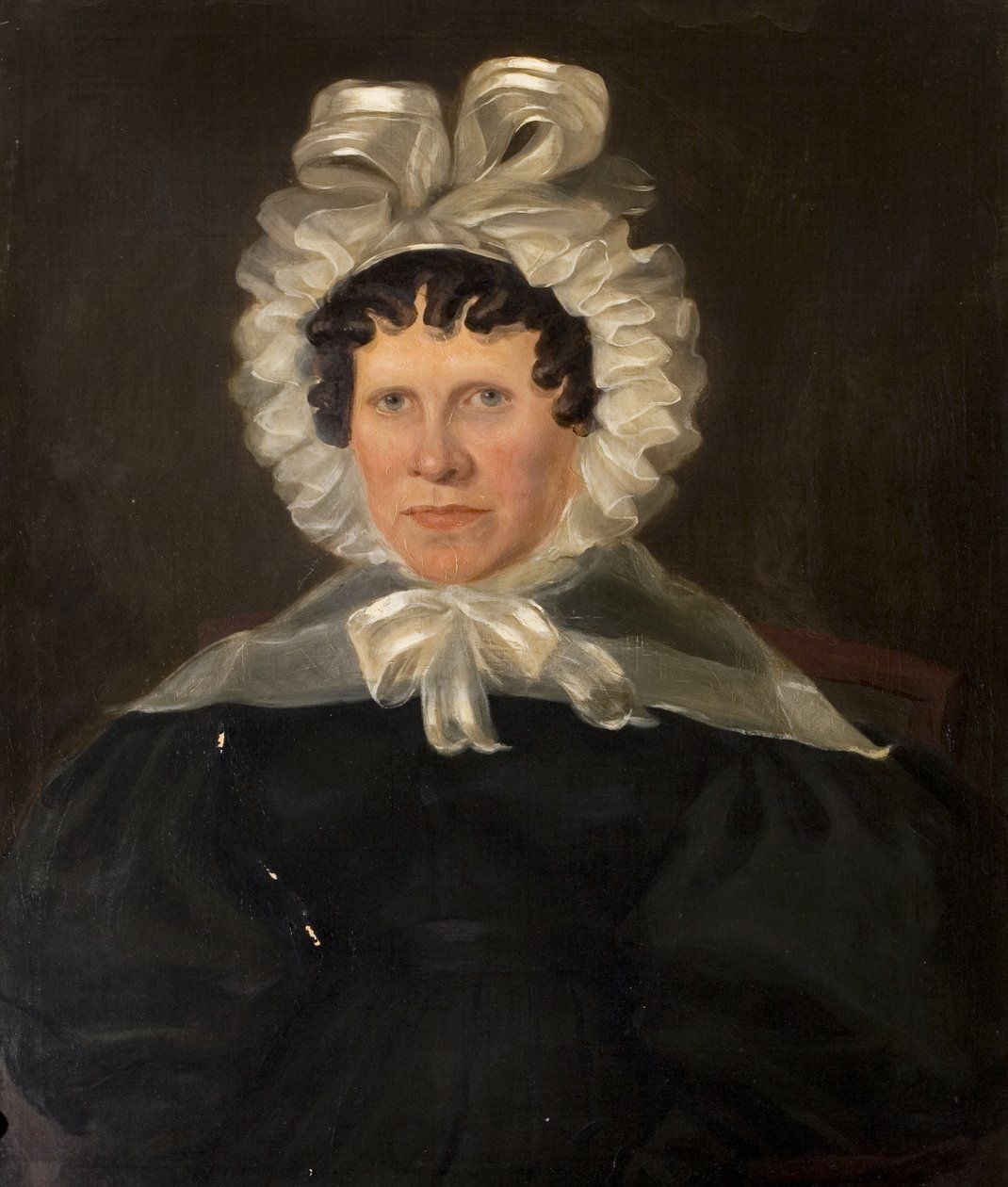 Mrs. Rebekah Franklin, fru till pastor Francis Franklin, sent 1840-tal (olja på duk) av British School