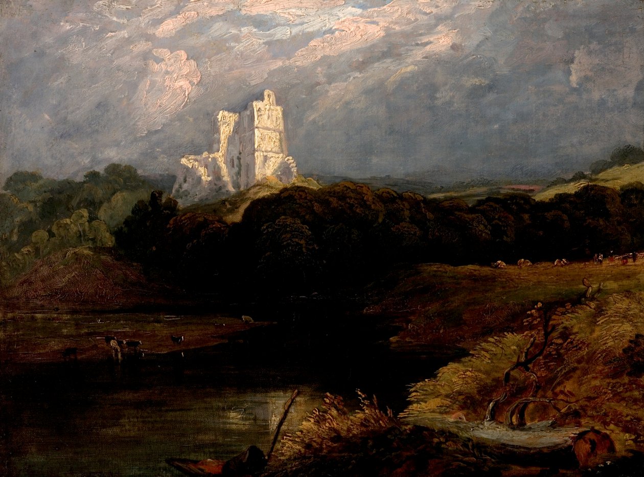 Norham Castle, Northumberland (olja på duk) av British School