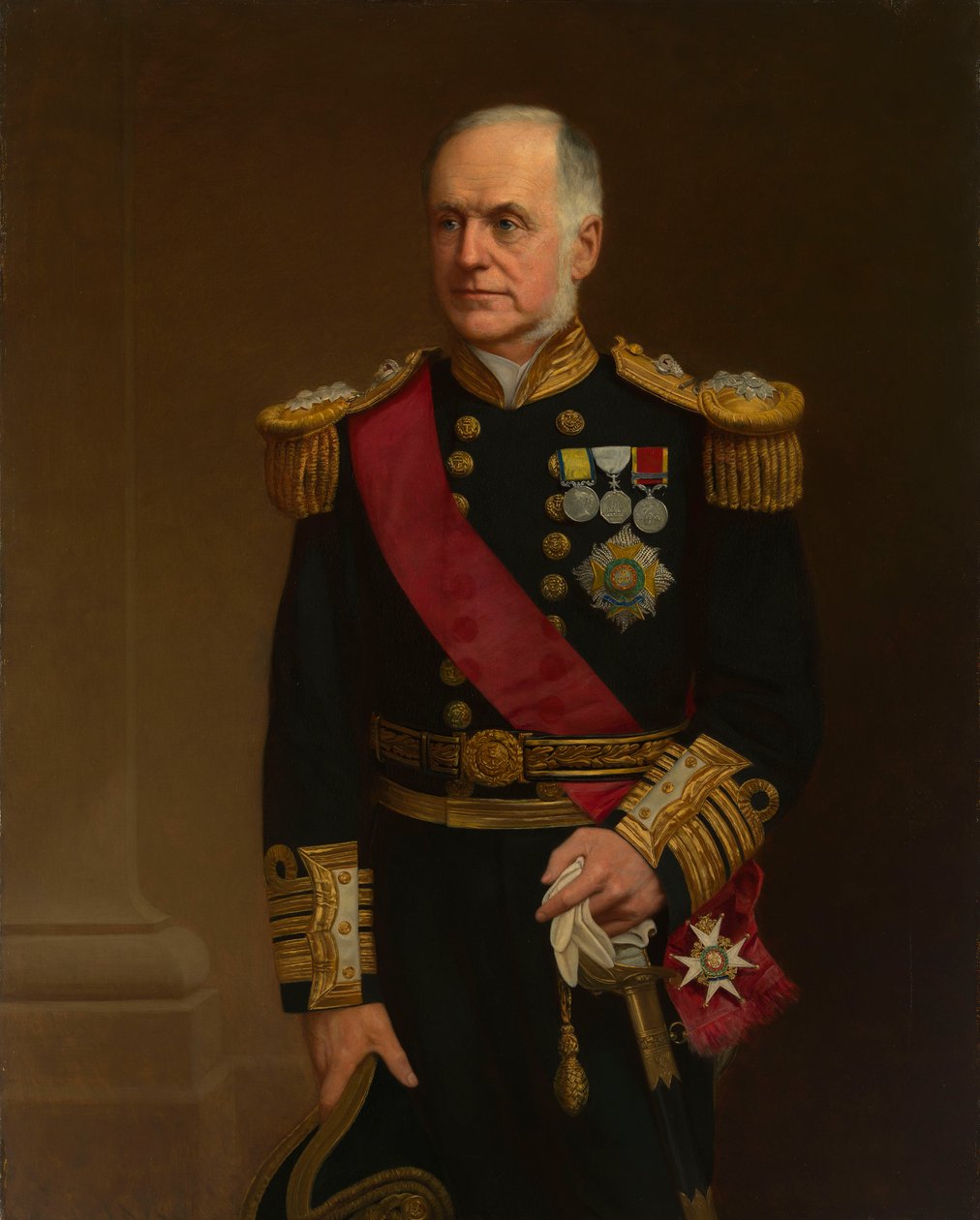 Porträtt av amiral Sir Richard Vesey Hamilton (1829-1912) av British School