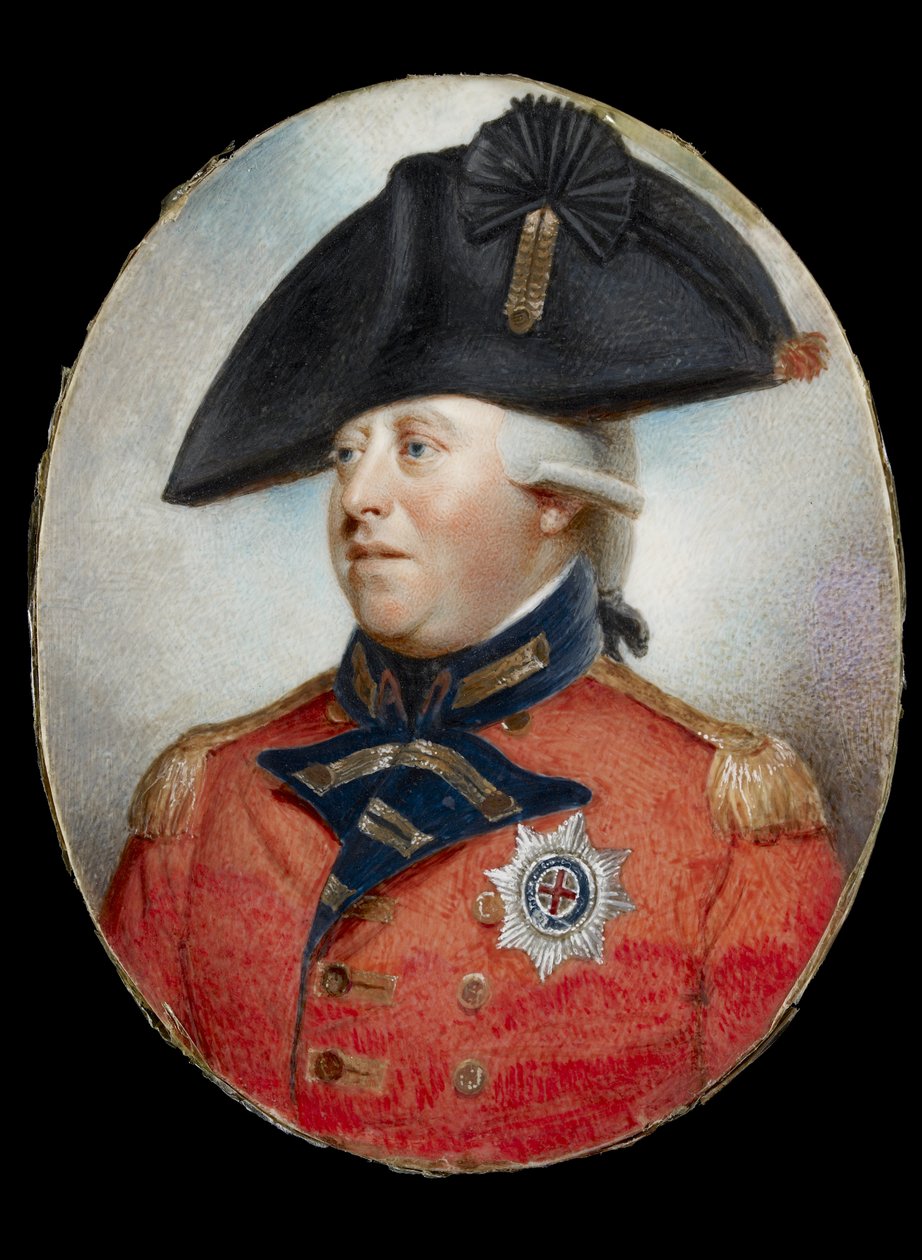 Porträtt av kung George III (akvarell på elfenben) av British School