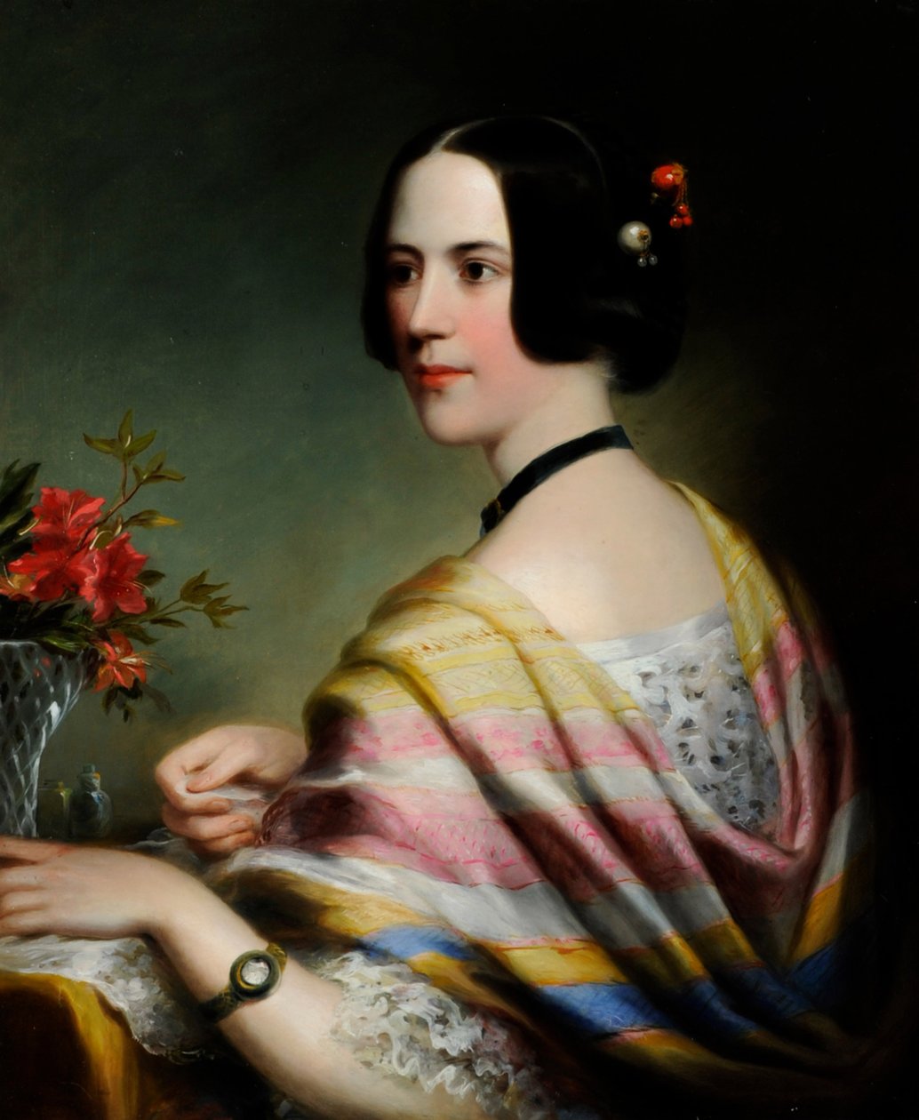 Porträtt av fröken Eliza Wilkinson, ca 1860 (olja på duk) av British School
