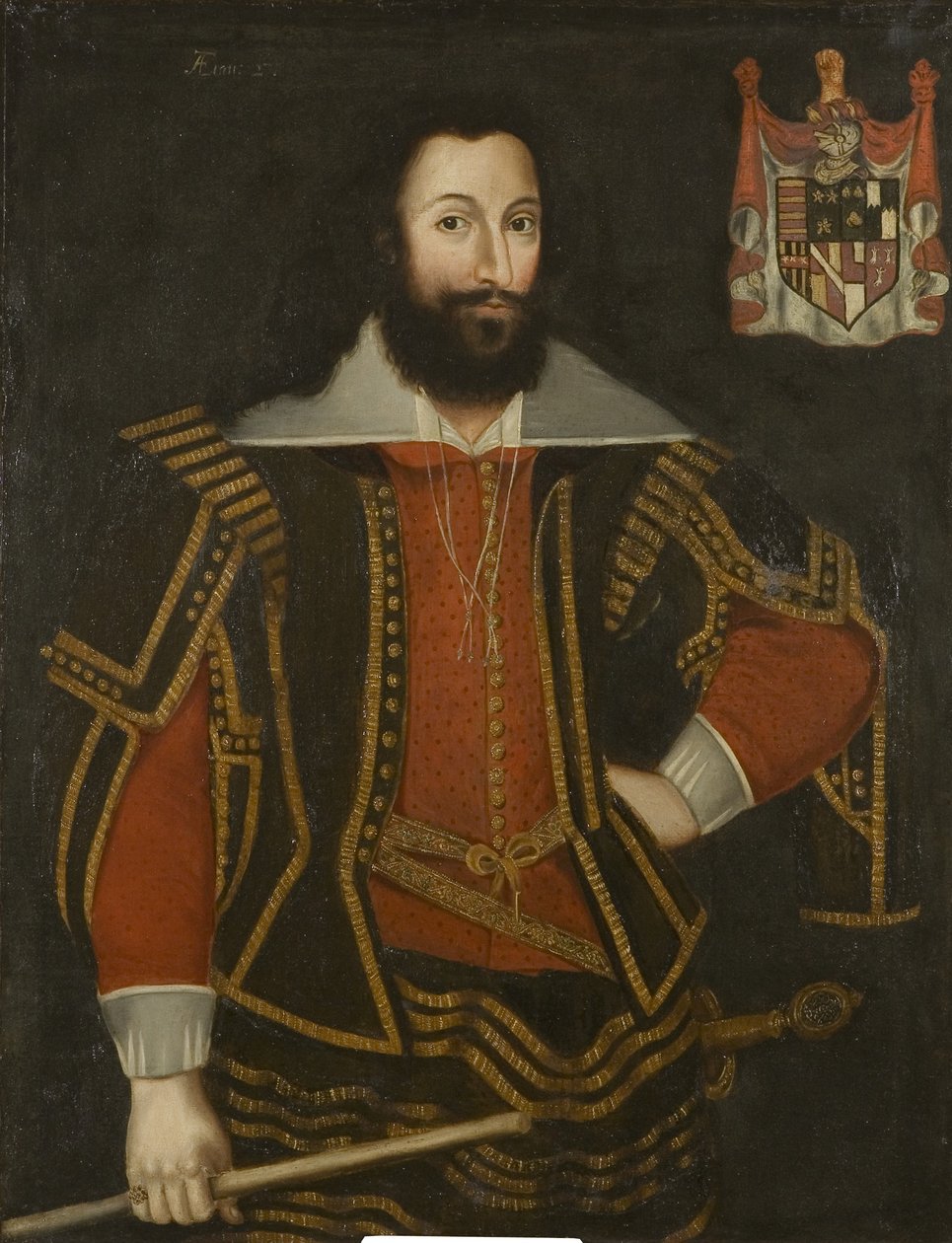 Porträtt av Sir Robert Poyntz, ca 1615 (olja på duk) av British School