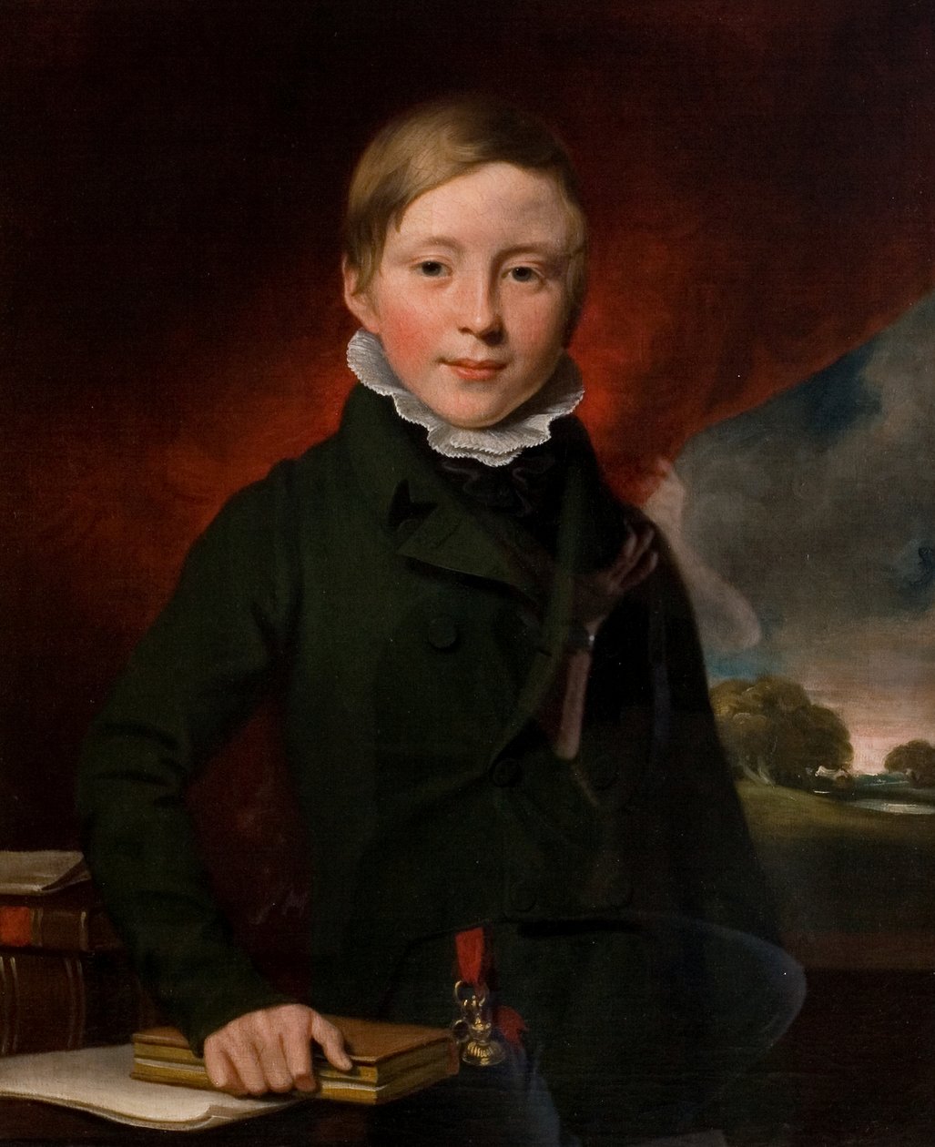 Porträtt av en okänd pojke (sägs vara Oliver Minster), ca 1825 (olja på duk) av British School