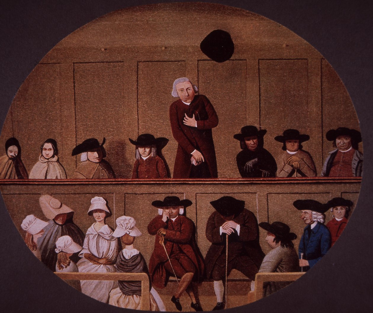 Quaker möte (färg litho) av British School