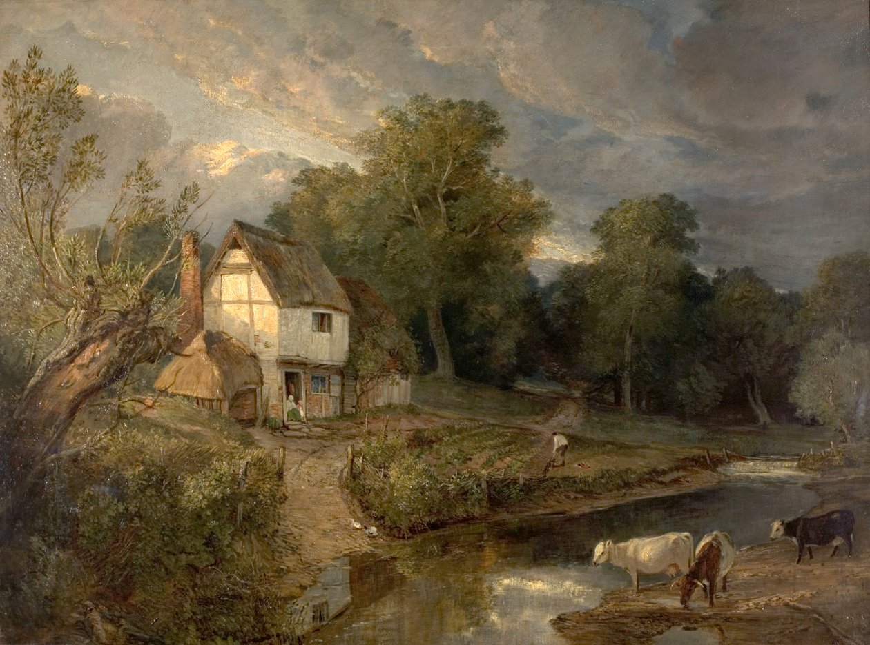 Ringland Hills, Costessy, Norwich (olja på duk) av British School