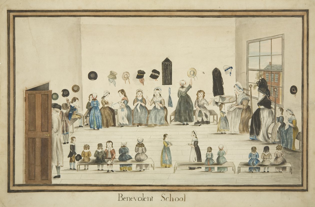 The Benevolent School, c.1795 (akvarell och bläck på papper) av British School