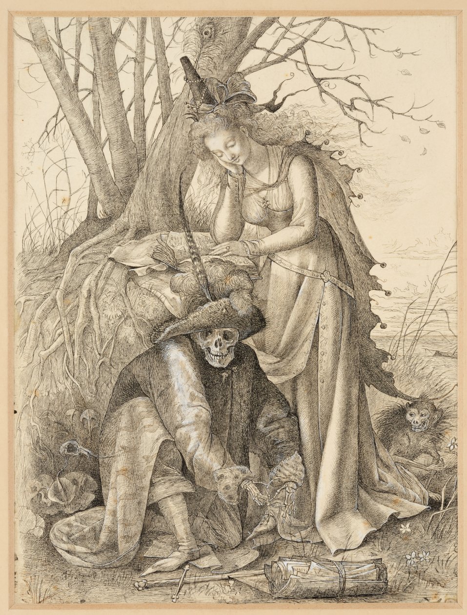 Vanitas Allegory: Döden och en ung kvinna av British School