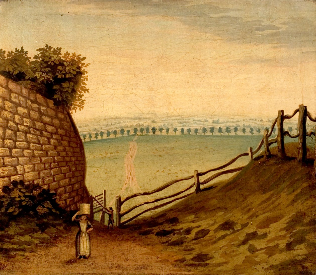 Utsikt över gångstigen till Lenton över Nottingham Park, c.1795 av British School