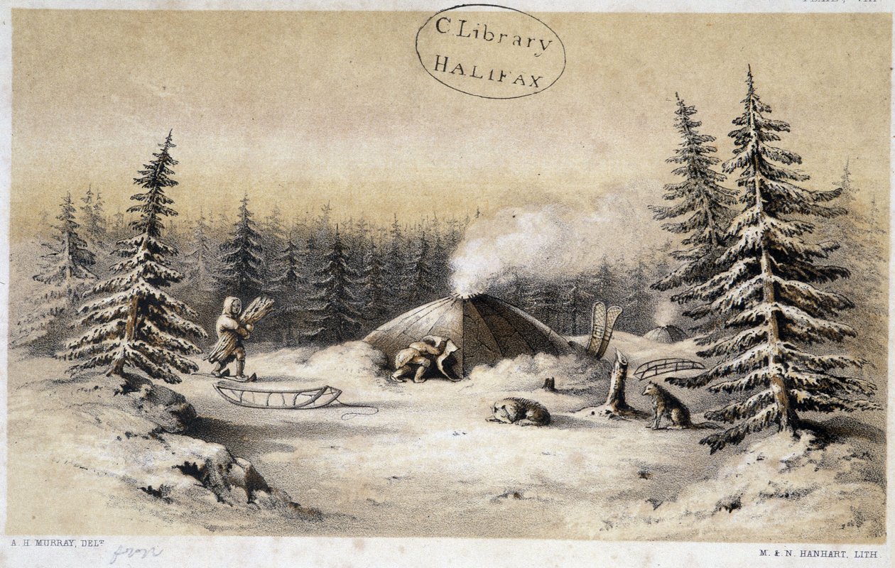 Winter Habitations of the Kutchin People of North America and Alaska in "" Artic Searching Expedition: en journal över en båtresa genom Ruperts land och det arktiska havet på jakt efter upptäcktsfartygen under befäl av Sir John Franklin"" av Sir John Rich av British School