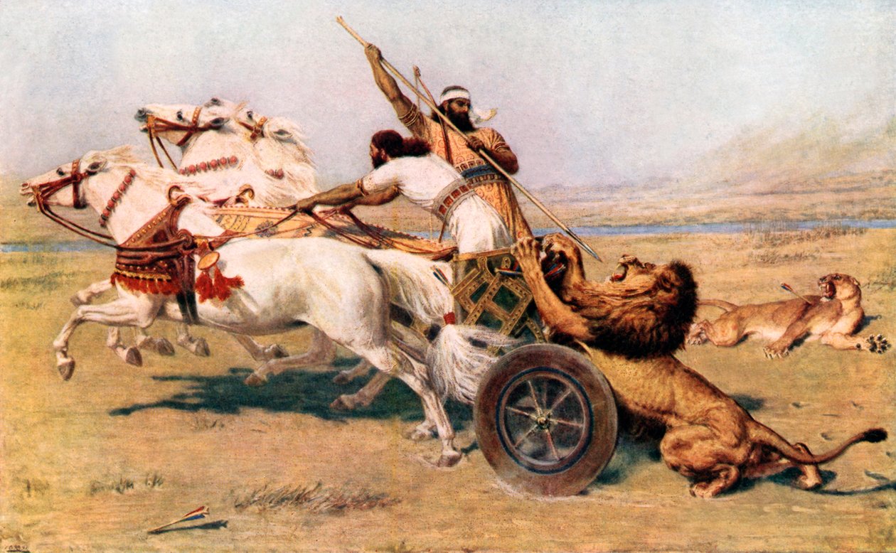 Nimrod, en mäktig jägare (färglitografi) av Briton (after) Riviere