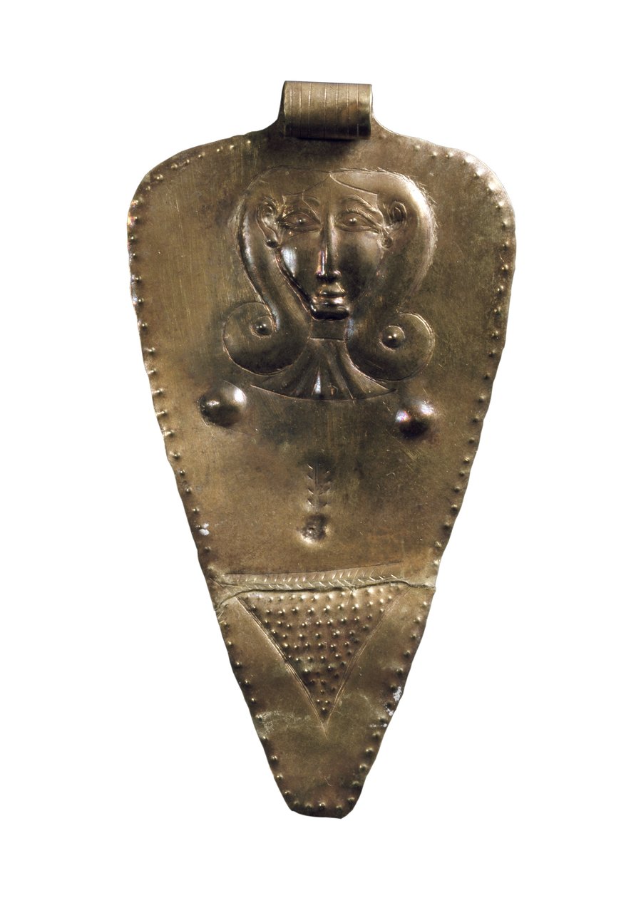 Guld Mother Goddess plaketthänge, Mellanbronsålder II guld av Bronze Age