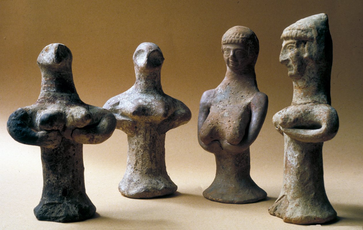Statyetter av Ashera, kanaané, 999-600 f.Kr. (lera) av Bronze Age