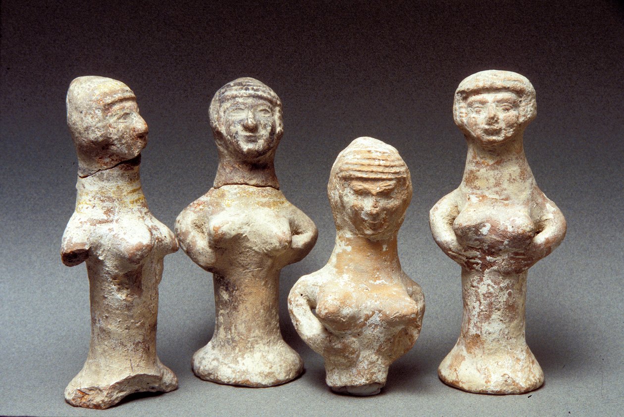 Statyetter av Ashera, kanaané, 999-600 f.Kr. (lera) av Bronze Age