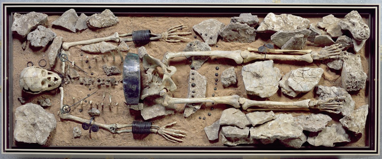 Rikt begåvad kvinnograv från Molzbach bei Huenfeld av Bronze Age