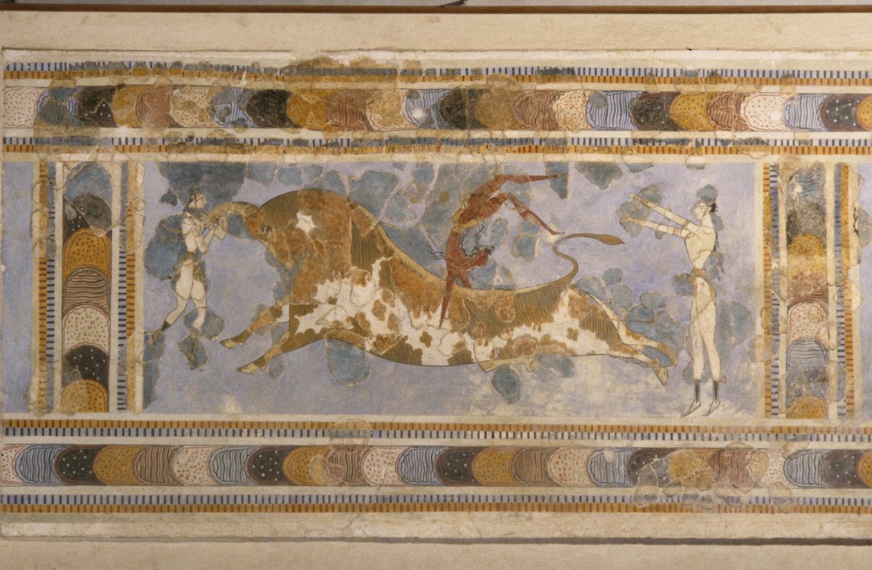 Bull-Leaping från palatskomplexet i Knossos av Bronze Age culture