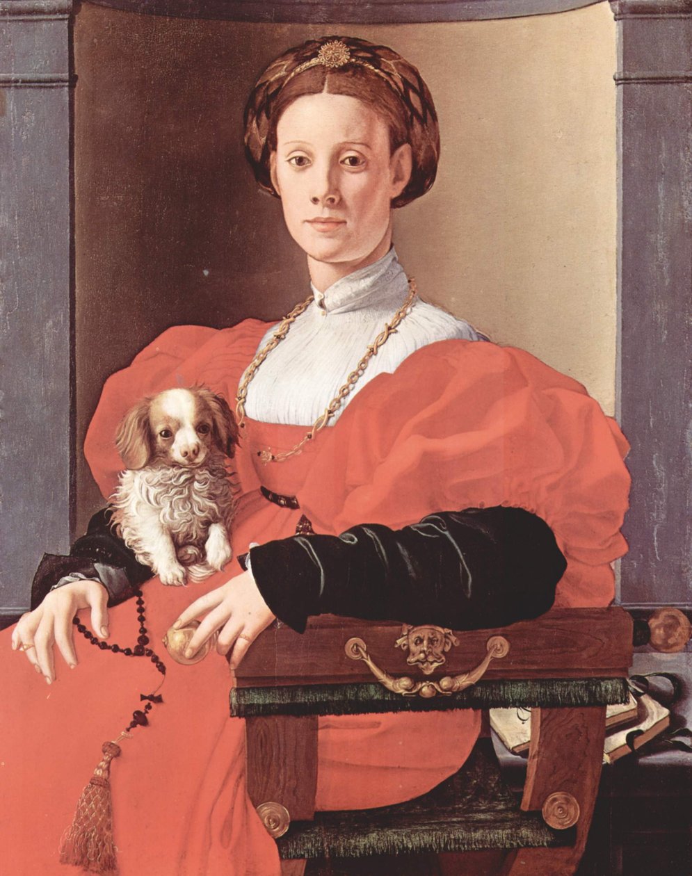 Tyska: Bildnis einer Dame in Rot (Francesca Salviati) Porträtt av en dam i rött (Francesca Salviati) av Bronzino