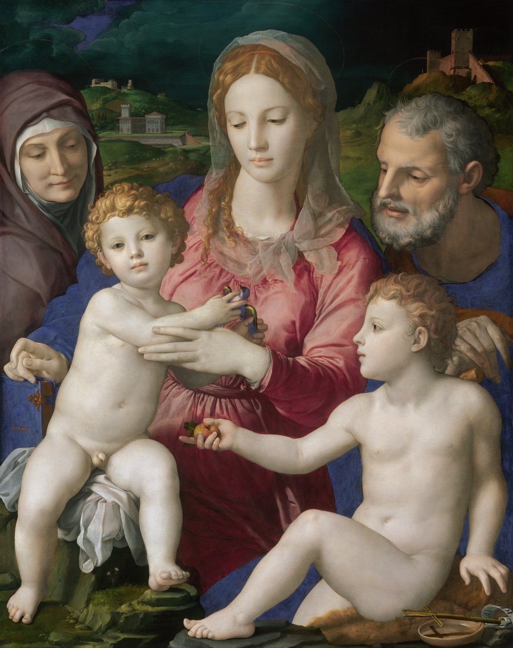 Den heliga familjen med S:ta Anna och Johannesbarnet av Bronzino