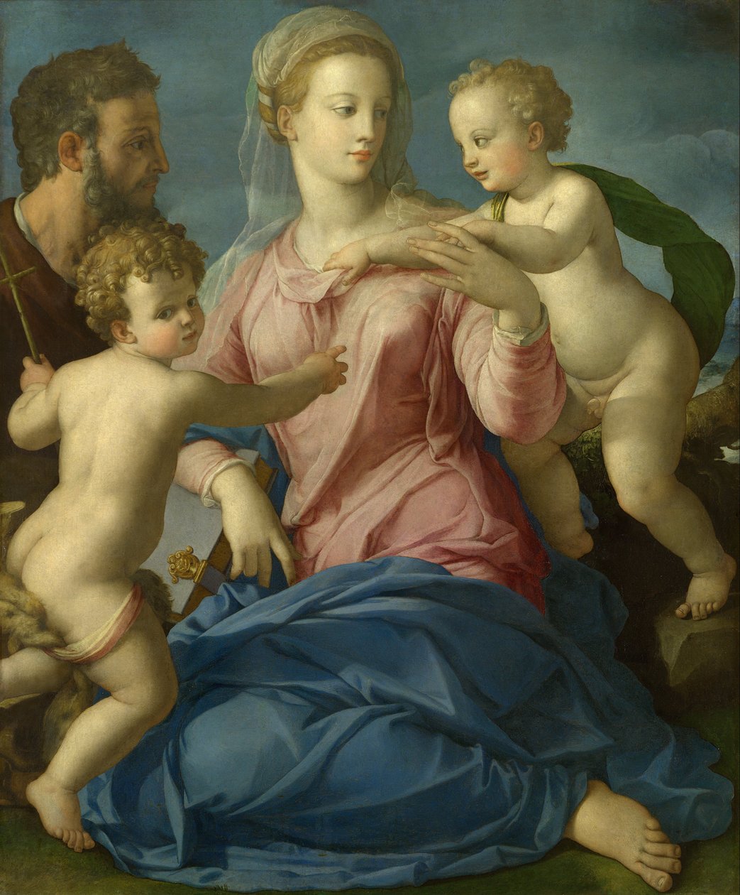 Den heliga familjen med spädbarnet Johannes döparen (Madonna Stroganoff) av Bronzino
