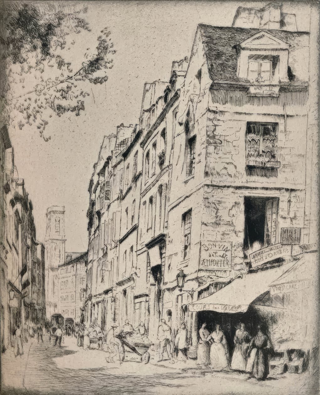 Cour des Halles, Rue St Jacques av Bror Julius Olsson Nordfeldt