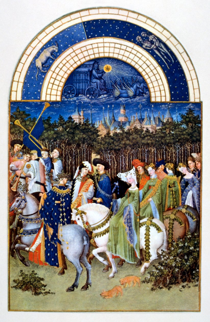 "May" från "Les Très Riches Heures du Duc de Berry" ("Hertigen av Berrys mycket rika timmar") av Brothers Limbourg
