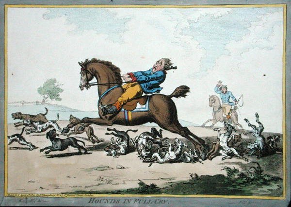 Hounds in Full Cry, etsad av James Gillray (1757-1815) publicerad av Hannah Humphrey 1800 (handkolorerad etsning) av Brownlow (after) North