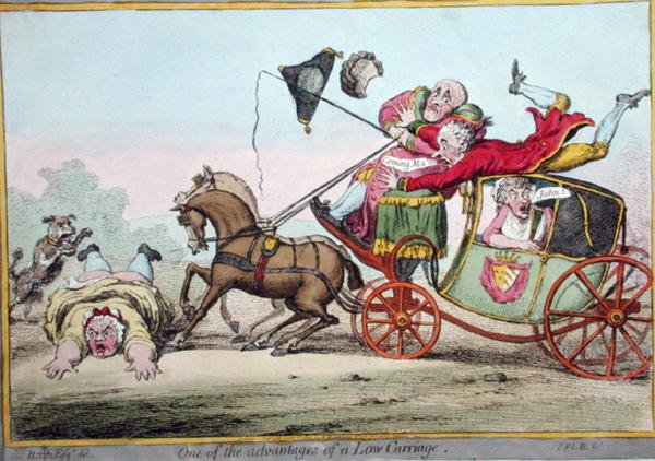 En av fördelarna med en lågvagn, publicerad av Hannah Humphrey 1801 (handfärgad etsning) av Brownlow (after) North