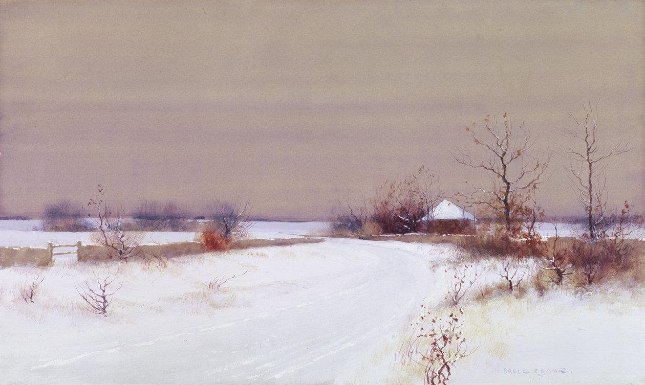 Snow Scene in Country, ca 1890 (wc & gouache på papper) av Bruce Crane