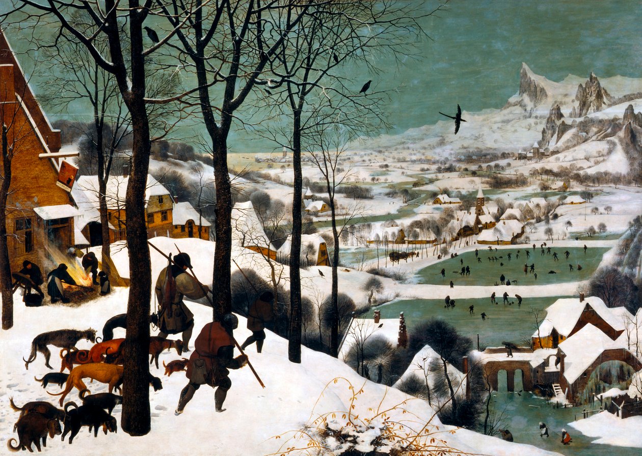 Jägare i snövintern, 1565 av Bruegel