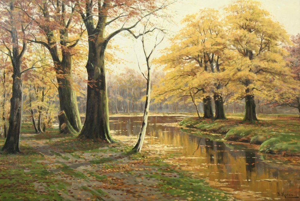  Herbstliche Waldlandschaft mit Gewassern av Bruno Moras