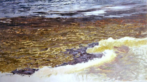 Rinnande vatten (olja på duk) av Bruno Andreas Liljefors