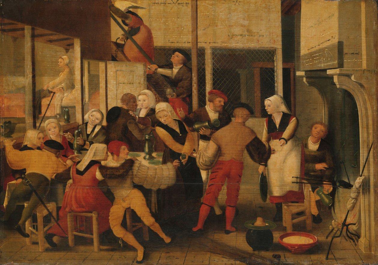 Party in a Bordell, ca 1540 (olja på panel) av Brunswick Monogrammist