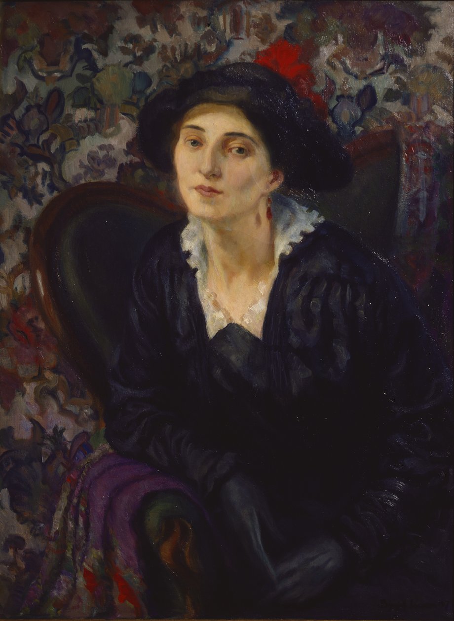 Pauline, konstnärens fru (olja på duk) av Brynjulf Larsson