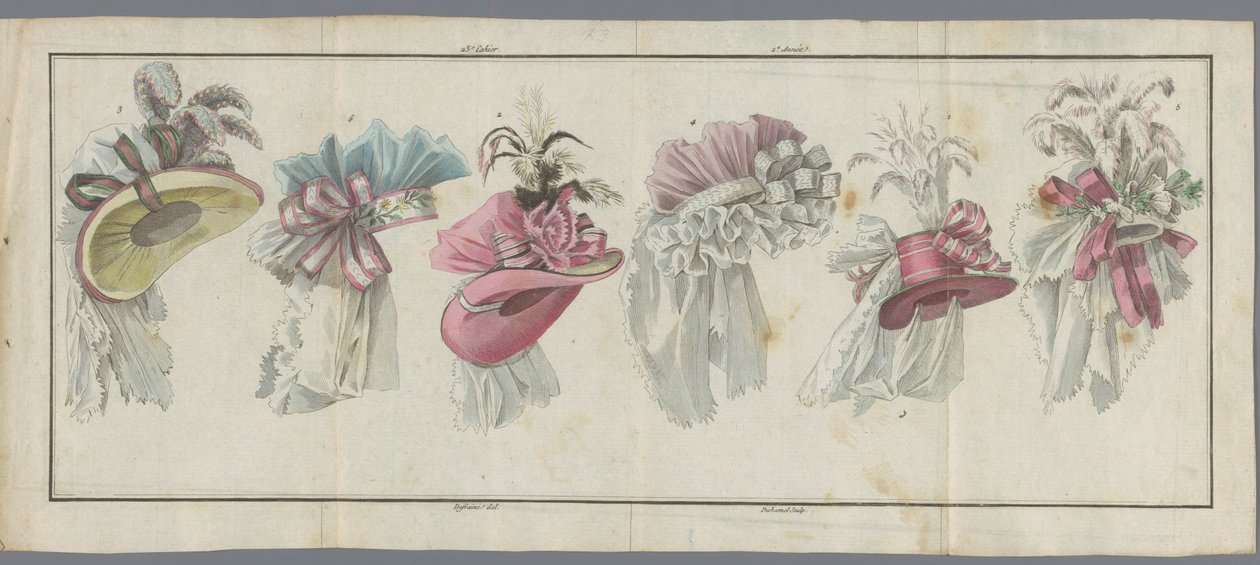 Magazine of New French and English Fashions, 20 juli 1787, 25:e anteckningsboken, 2:a året av Buisson