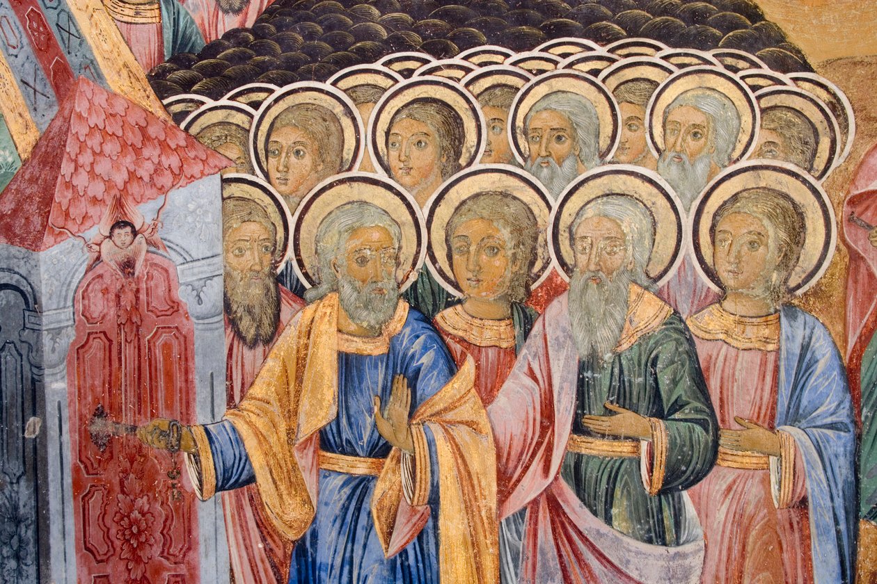 Bulgarien, Rilaklostret, fresker i Jungfru Marie födelses kyrka av Bulgarian School