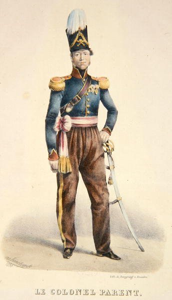 Överste Pierre Joseph Parent (d.1881) c.1831 (färg litho) av Burggraaf Burggraaf