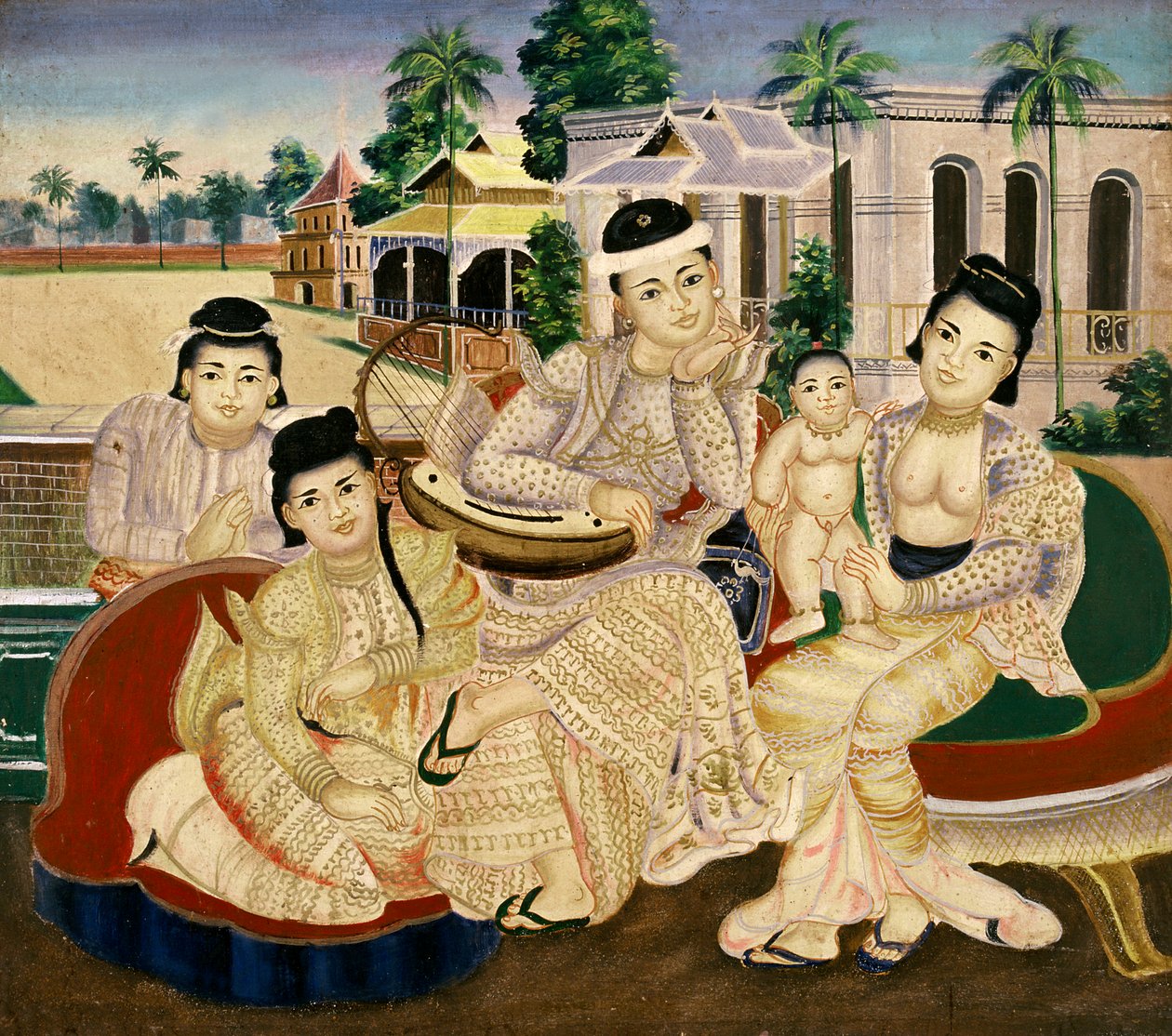 Familjeporträtt av Burmese School