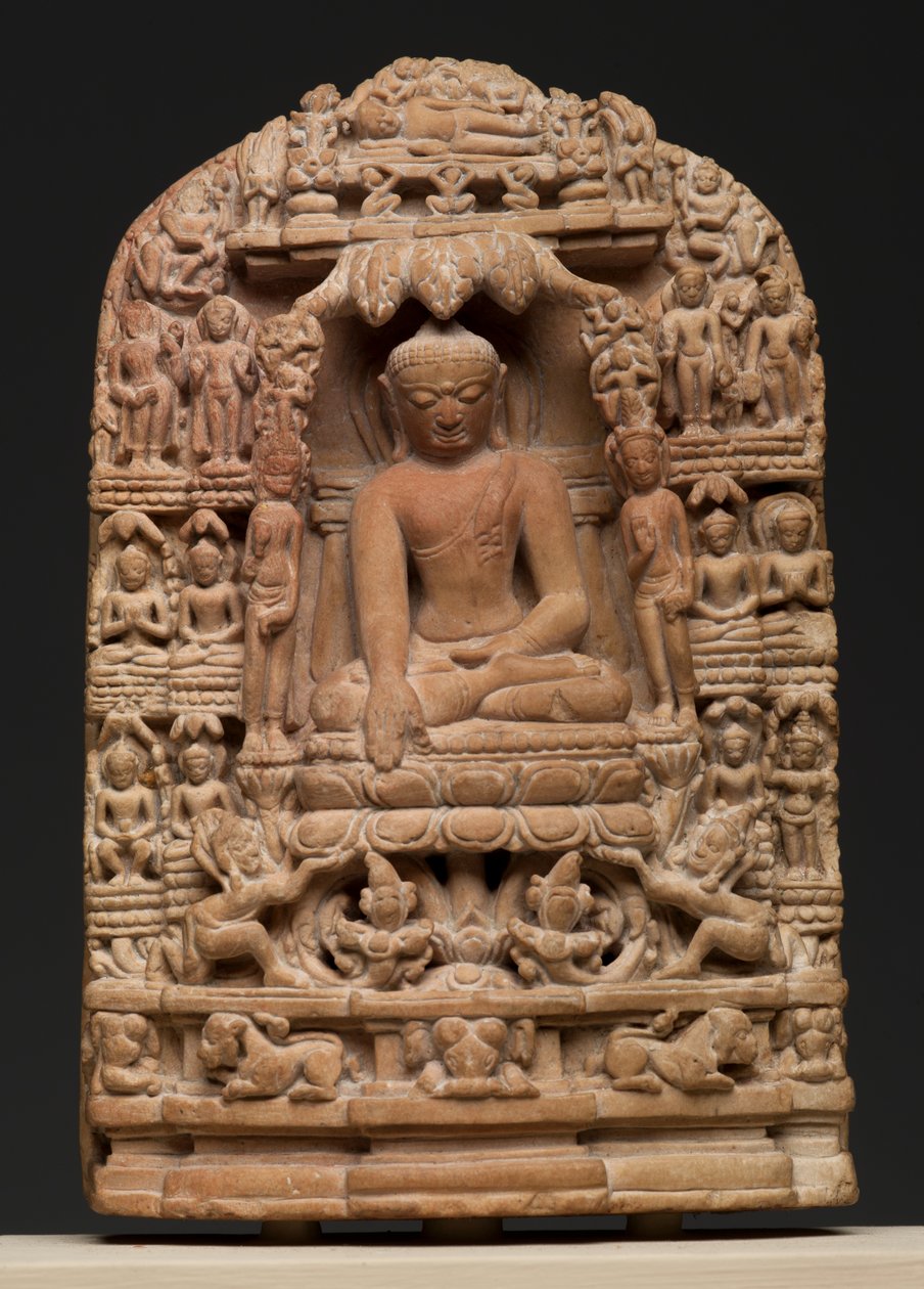 Plåt som visar episoder från Shakyamuni Buddhas liv (pyrofyllit) av Burmese School