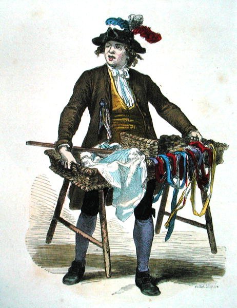Bandförsäljare 1774 (färgstick) av Burn (fl.1840 60) Smeeton