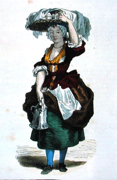 Cream Seller 1774 (färggravyr) av Burn (fl.1840 60) Smeeton