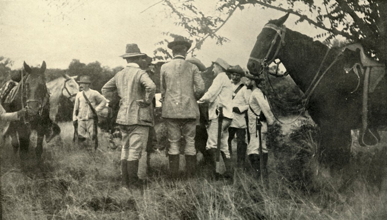 General Lawton lär sig av kubanska officerare...30 juni, spansk-amerikanska kriget, 1898, 1899. av Burr McIntosh
