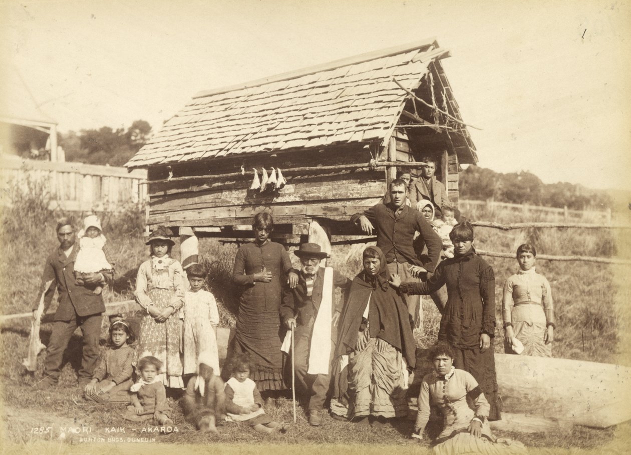 Maori Kaik - Akoroa, ca 1884 (albumintryck) av Burton Brothers Studio